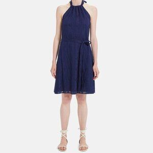 Theory Nayline Embroidered Navy Lace Dress